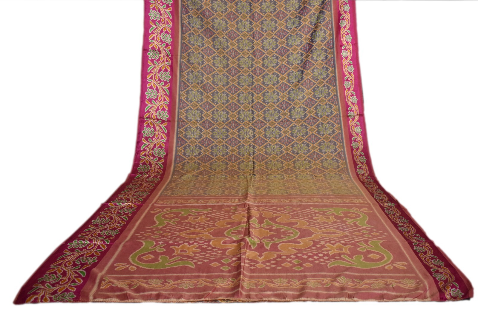 FNC Vintage Purple Sarees Sambalpuri Woven Floral Print Art Silk Sari Fabric 5YD