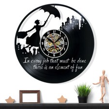 Mary Poppins Vinyl Record Wall Clock Gift Surprise Ideas Friends Birthdays Decor