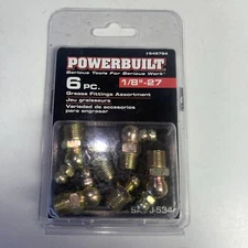 Powerbuilt 6PC 1/8"-27 Grease Fittings Assortment 648784 SAE J-534