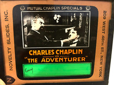 Charlie Chaplin Extremely Rare Magic Lantern Glass Movie Slide The Adventurer 17