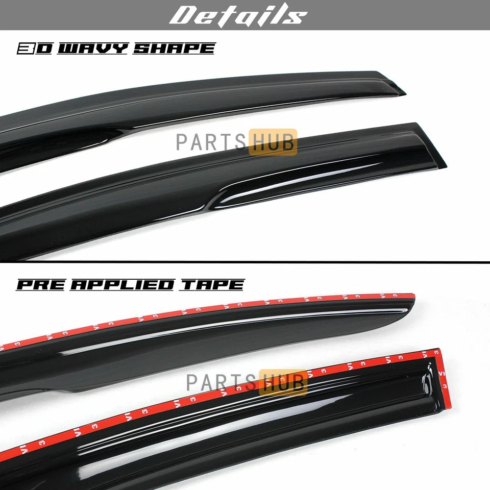 Para Nissan Altima JDM 2019-2025 3D Ondulado Estilo Mugen Viseras de Ventana Protectores de Lluvia Foto 3 de 4