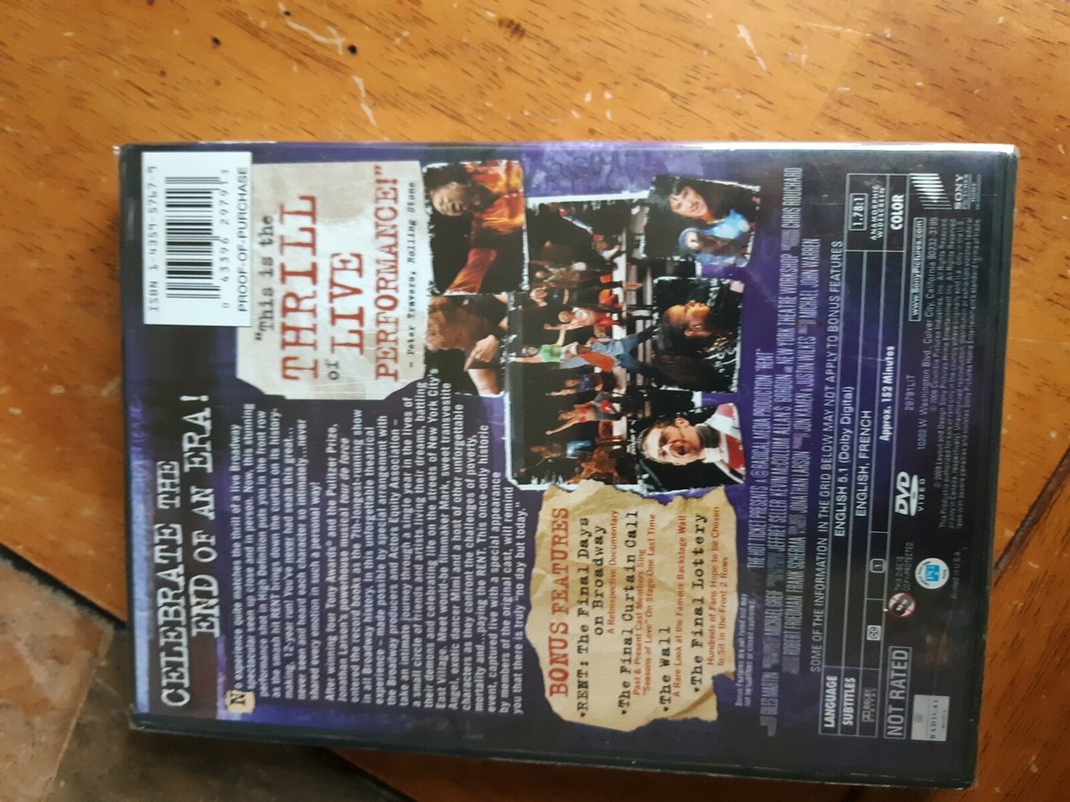 RENT: Filmed Live On Broadway (DVD, 2009) WIDESCREEN SEALED NEW