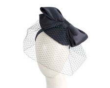 Navy racing racing fascinator with bow  veil Max Alexander 100 Aussie Seller