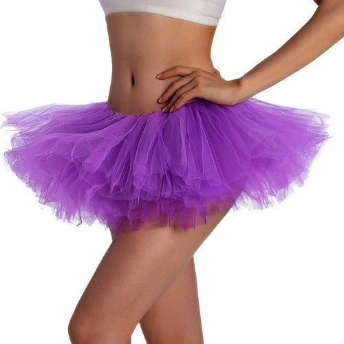 Tutu Skirt Women's Teens Classic Elastic 5 Layered Tulle Ballet Skirt Adult Size - Picture 21 of 32