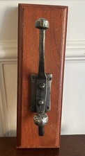 Single Antique Coat Hanger Mounted On Wood Heavy 3.5 X 11  