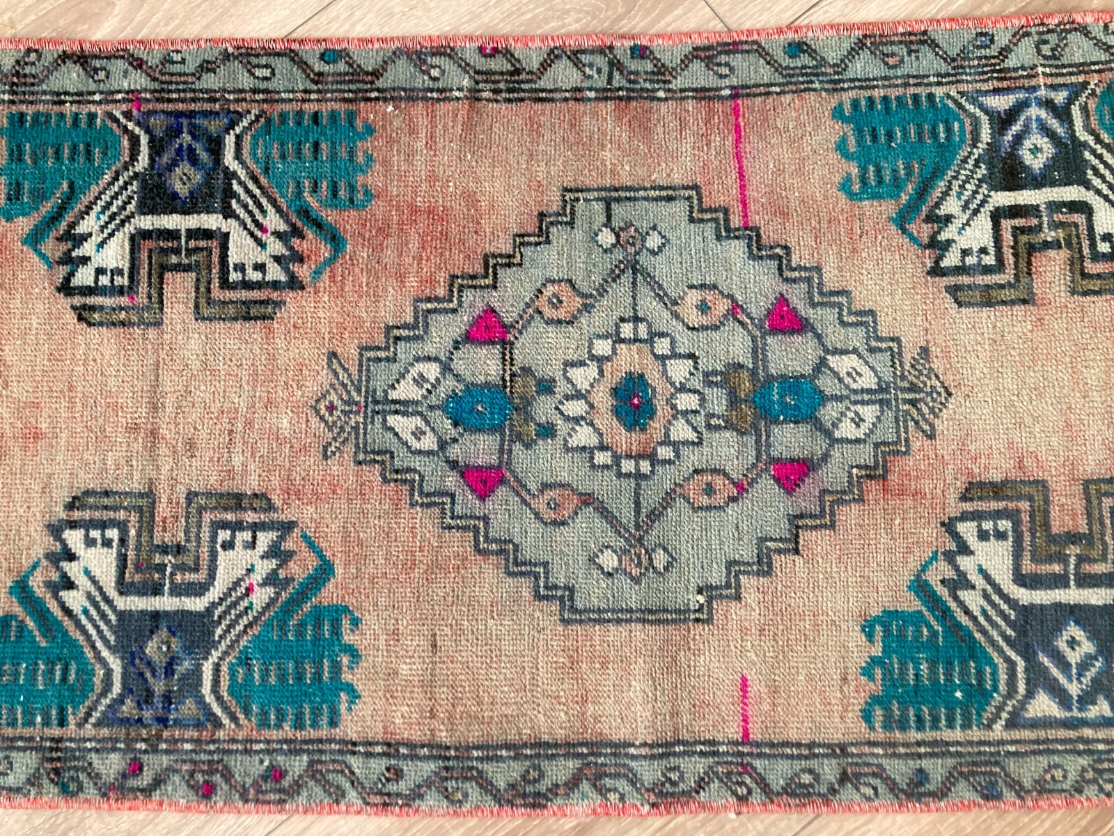 Vintage Turkish Boho Handmade Rug Doormat 1.6x3 ft Carpet Deco