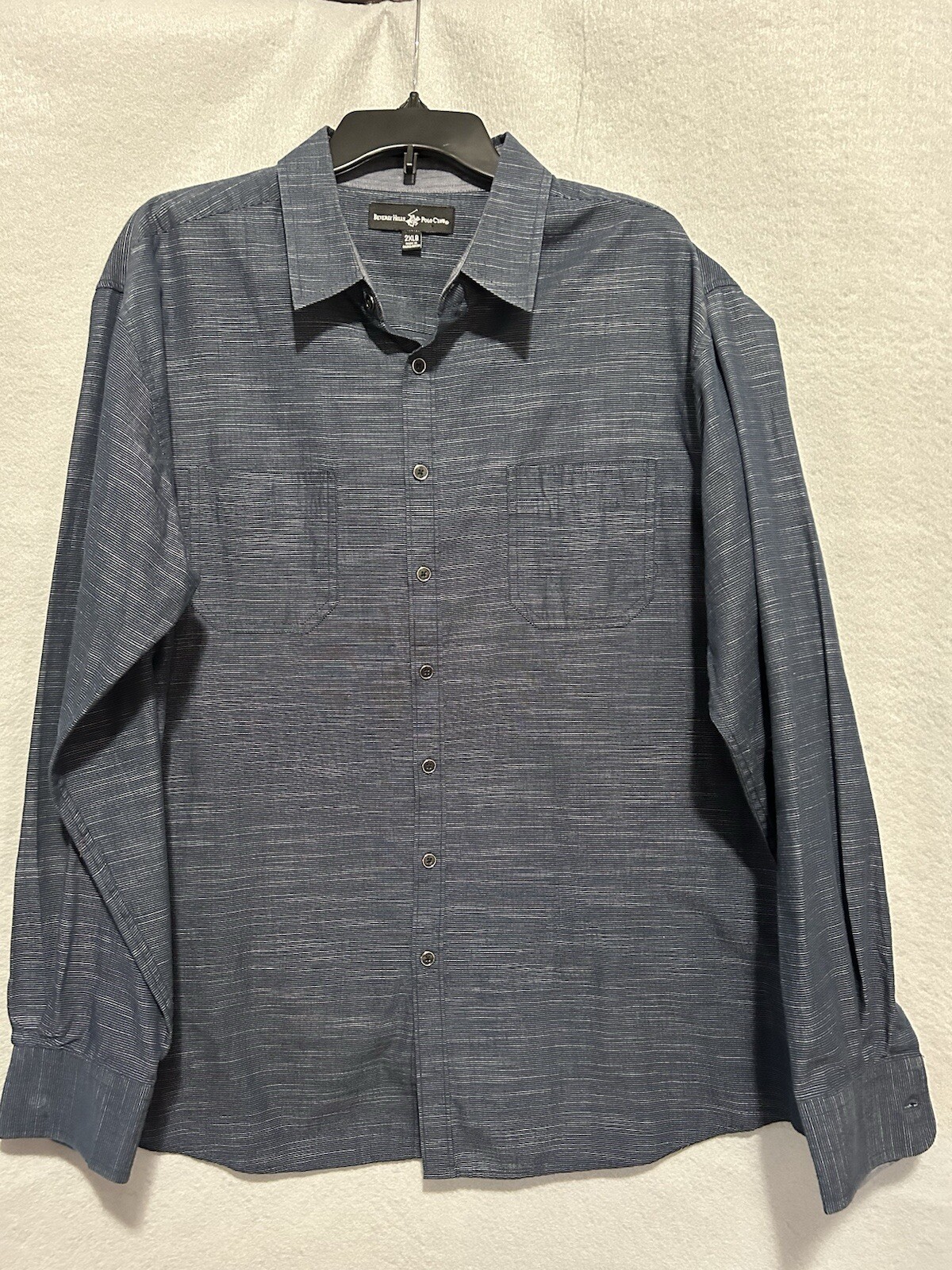 Beverly Hills Polo Club Mens 2XL Blue Striped Long Sleeve Button Down Shirt