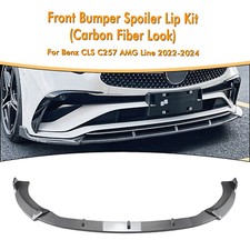 Car Front Spoiler Lip Splitter For Benz CLS C257 AMG 2022-2024 2023 Carbon Look