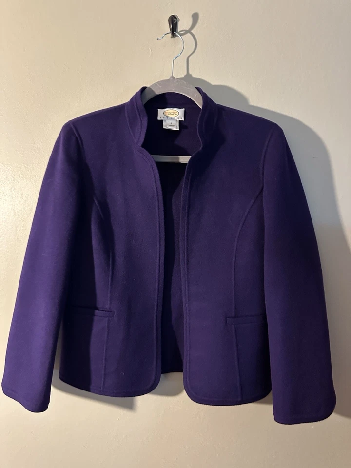 Talbots Jacket Womens 2 Petite Purple Open Blazer 100% Wool Long Sleeve - Image 2 of 4