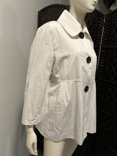 Colebrook white 3/4 sleeve lined button up light jacket size xl - Picture 4 of 12