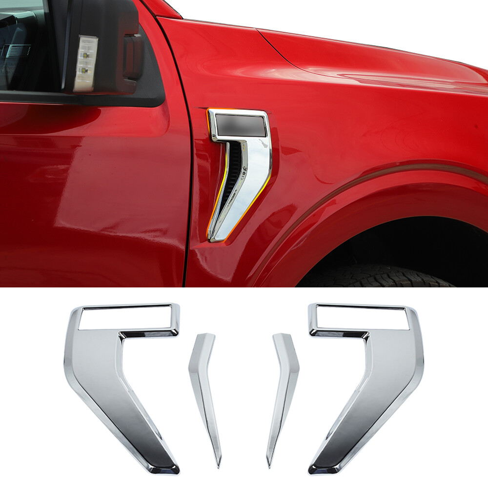Front Fender Sides Vent Outlet Cover Trim Chrome For Ford F150 2021+ Accessories