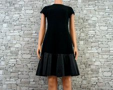 H BY HALSTON DAMEN ECHT LEDER FEST STRETCH KLEID SCHWARZ 36 NEU