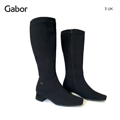 Boots Velvet Stretch Black knee high Gabor UK UK