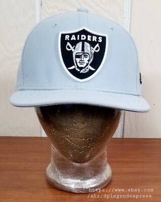 Raiders Las Vegas Football New Era Fitted 59Fifty Gray Mens Hat Cap Sz 7-1/8