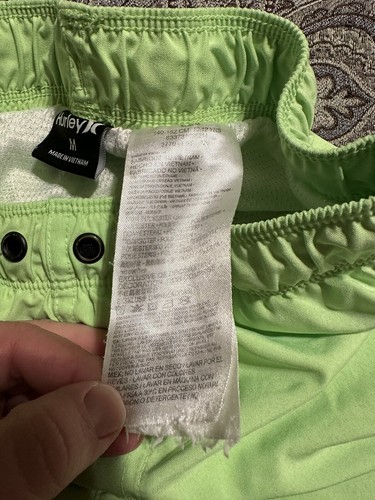 Hurley Boys Neon Green Size M Quick Dry Swim Trunks - Picture 4 of 6