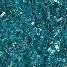 QTL-2458, Transparent TEAL , 5g, Miyuki Quarter Tila, 2 hole, 5x1.2x1.9mm qt45