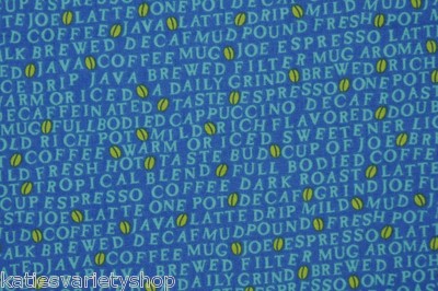 Morning Rush Andover Fabrics coffee words mug cup by the 1/4 yard cotton fabric