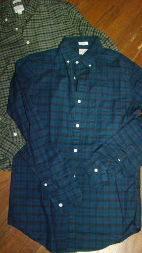 LOT of 2 J.Crew Slim Fit All Cotton Oxford ShirtsGreen, Blue Plaid Size Men's XS - Picture 4 of 4