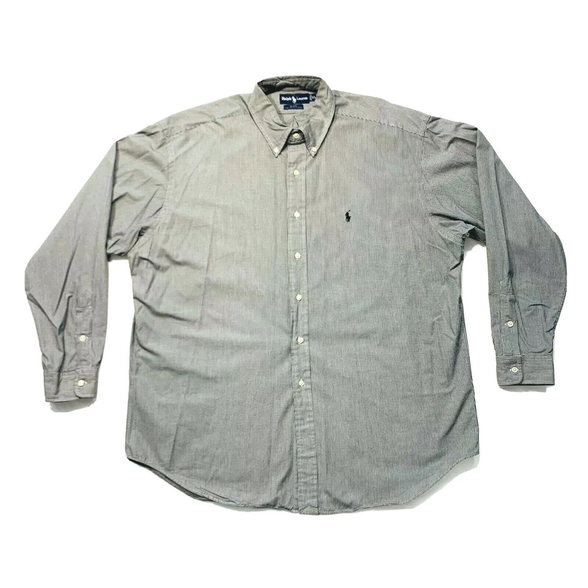 Ralph Lauren BLAKE リネンシャツ グレー　Lサイズ Ralph Lauren Blake 100% Two-Ply Cotton Button Down Shirt Gingham
