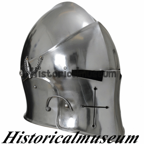 Mittelalter Renaissance abnehmbares Visier Barbute 18G Funktionshelm Rüstung Visior - Bild 3 von 4