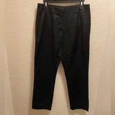 Dries Van Noten Black Satin Linen Blend Dress Pants Size 38 S 