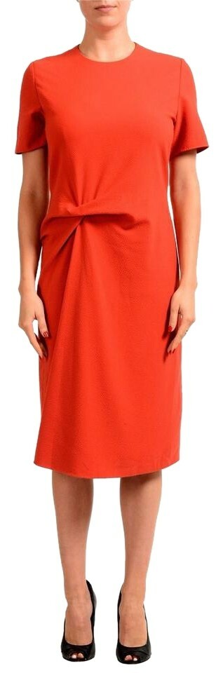 hugo boss dress orange Hugo Boss 2013 Fall in Vibrant Orange Elegant Autumn Chic peplum Dress Sz XS