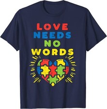 Love Needs No Words Heart Puzzle Autism Awareness Unisex T-Shirt