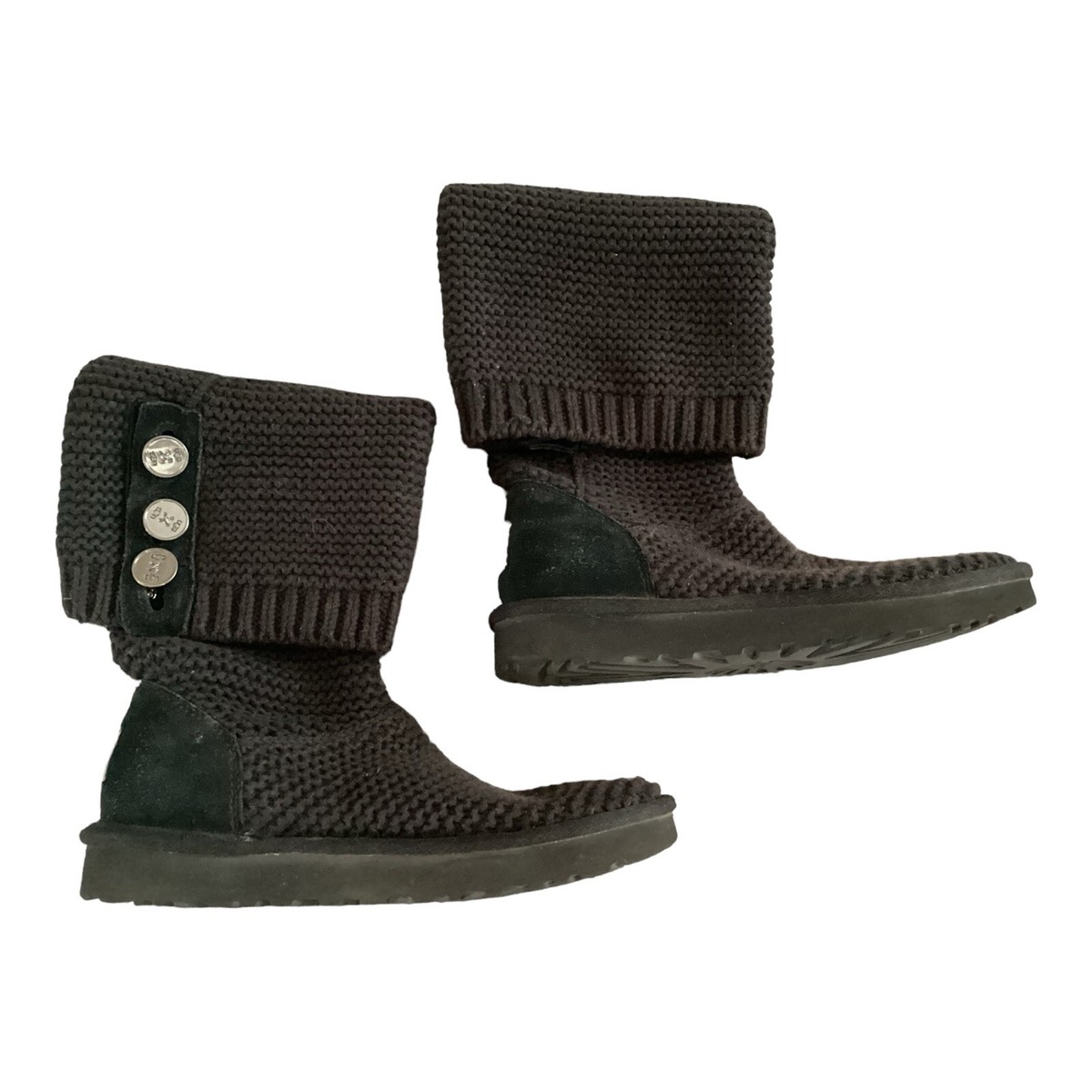 Women's UGG Purl Cardy Knit 1094949 Boots Slip On Size Black