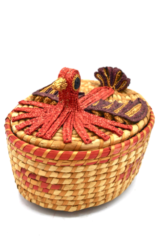 Vintage Woven Basket Lid Turkey Thanksgiving Autumn Roll Keeper Warmer Hostess - Picture 1 of 5