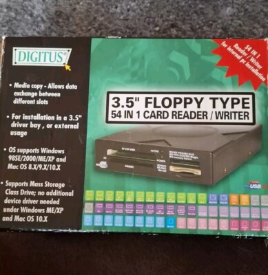Digitus 3,5'' Floppy Type und 54 in 1 Memory Card Reader Writer USB 2.0 Kabel 