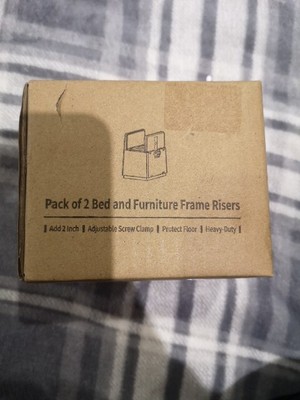 2er-Pack braune verstellbare Bett- & Möbelrahmenerhöhungen, brandneu im Karton