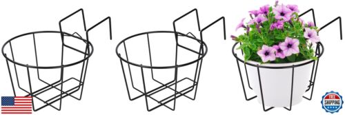 TQVAI 10 Inch Railing Planter Hanging Plant Holder, Over The Rail Flower Pots
