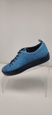 Ecco Shoes Womens Soft 8 Blue Leather Lace Up Casual Comfort Size 35 US 4 