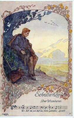Music Postcard - Franz Schubert Lieder De Wanderer by O Elsner  M1