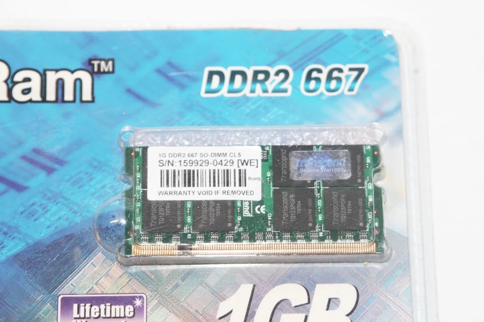 New - 1GB Transcend JetRAM DDR2 PC2-5300 SO-DIMM 667MHz CL5 Laptop Memory NIP - Image 2 of 4