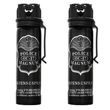2 POLICE MAGNUM Pepper Spray 4 Ounce Flip Top Fogger Belt Clip Defense Security