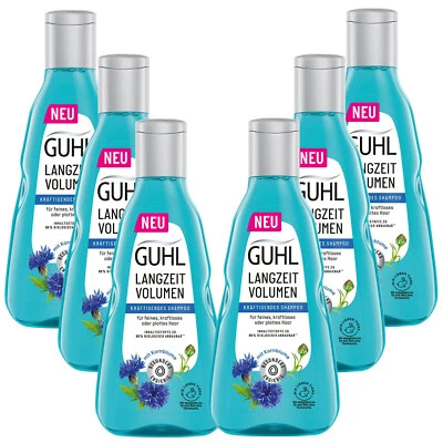 6x 250ml Guhl Langzeit Volumen Shampoo Kräftigendes Shampoo für feines Haar