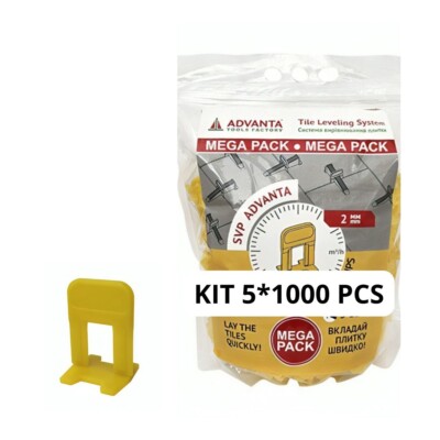 Tile Leveling System KIT 5000 Pieces 2 mm Spacer Clips ''SVP-Advanta'' for tiles