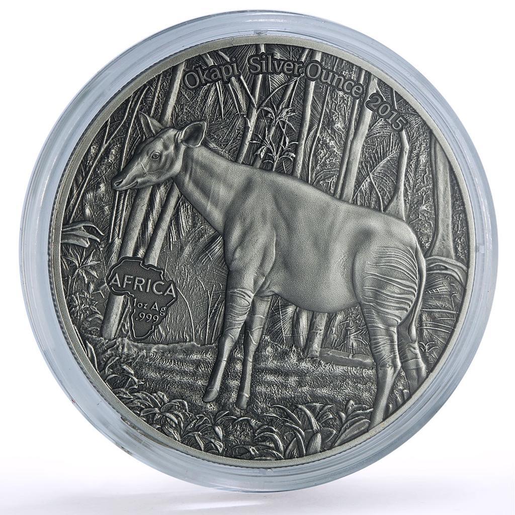 Congo 1000 francs African Ounce Wildlife Okapi Giraffe Fauna