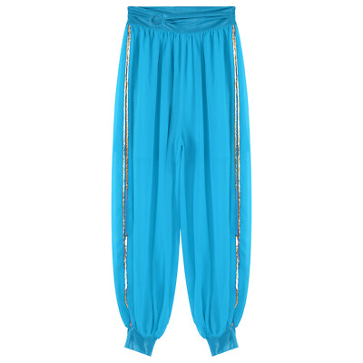 DE iEFiEL Damen Bauchtanz Hose Lang Tanzhosen Haremshose Bloomers mit Schlitz
