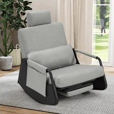 AECOJOY Glider Rocking Chair with Retractable Footrest & Adjustable Backrest