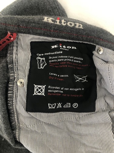 Kiton Slim-Fit Grey Soft Flannel Wool Cashmere 5-Pocket Pants 30 Jeans - Picture 9 of 12