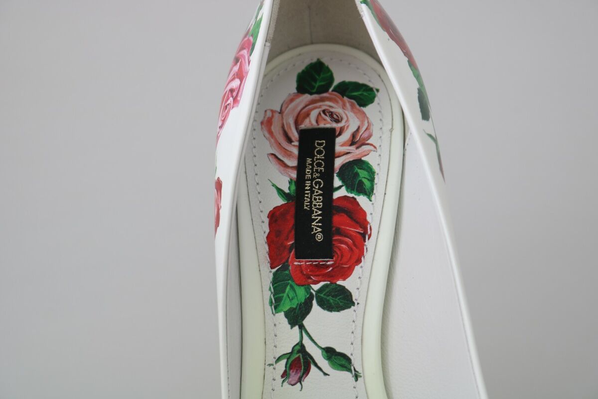 DOLCE & GABBANA Shoes White Leather Roses Crystal Pumps EU36 DOLCE & GABBANA Shoes White Leather Roses Crystal Pumps EU36
