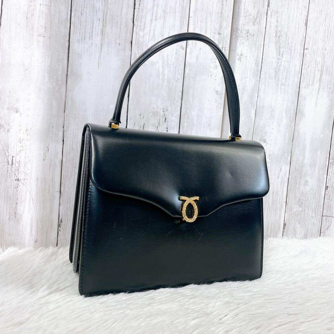 Launer London Minit Handbag Black Calf Leather Gold Hardware