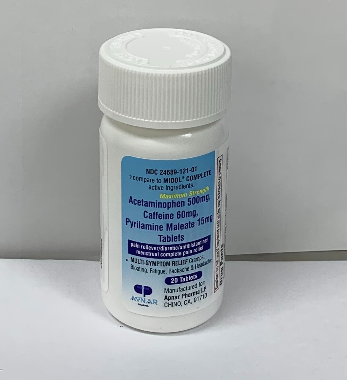 Acetaminophen 500mg, Caffeine 60mg, Pyrilamine Maleate 15mg Tablet