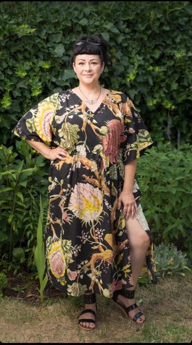Damen Baumwolle langer Kaftan Blumendruck Partykleidung Kleid indische Tunika, Sommer