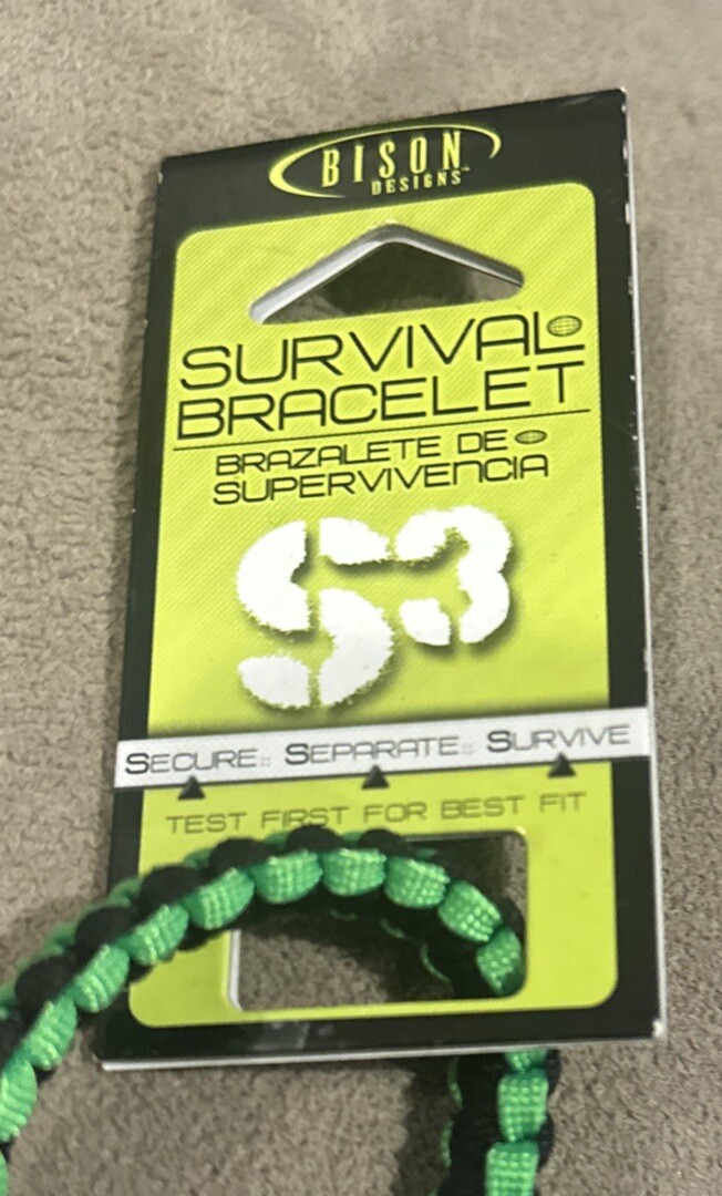 bison designs tackle-box bracelet Bison Design S3 Paracord Survival Bracelet * 8-12ft Hand Braided *Green 7”  *NEW