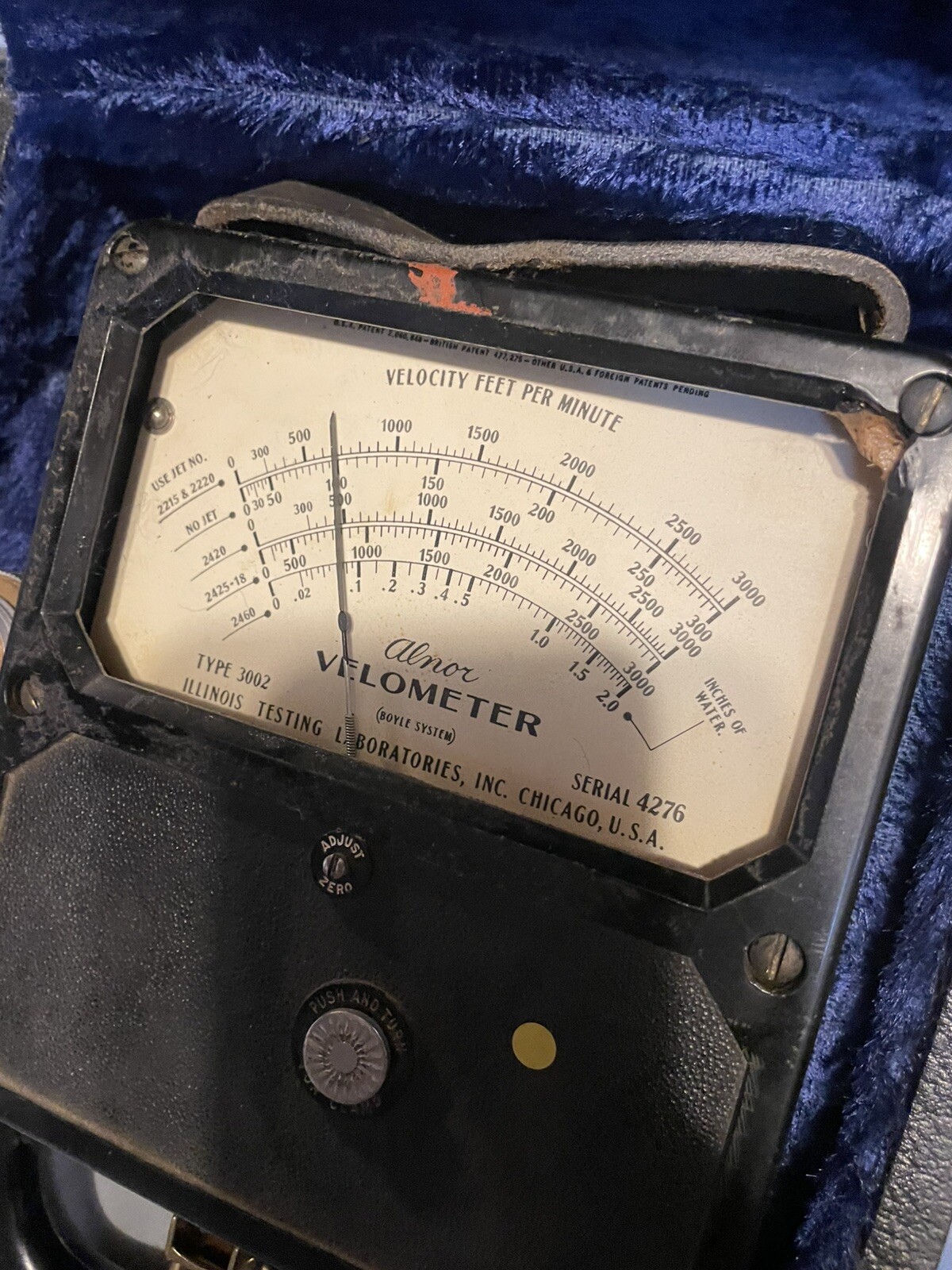 Vintage ALNOR Velometer Type 3102 Air Velocity Meter with Case & accoutrements