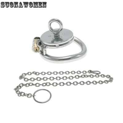 Metal Flat Chastity Cage With Rope Cage Abstinence Anti-Cheating Chastity Device