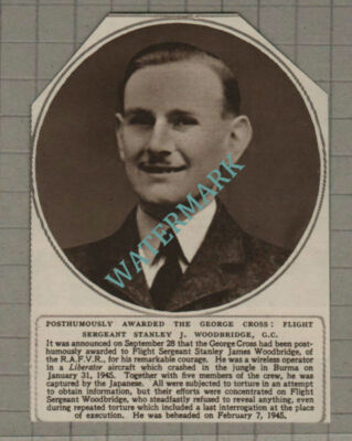 C3181) Flight Sergeant Stanley J Woodbridge George Cross Burma - 1948 Cutting